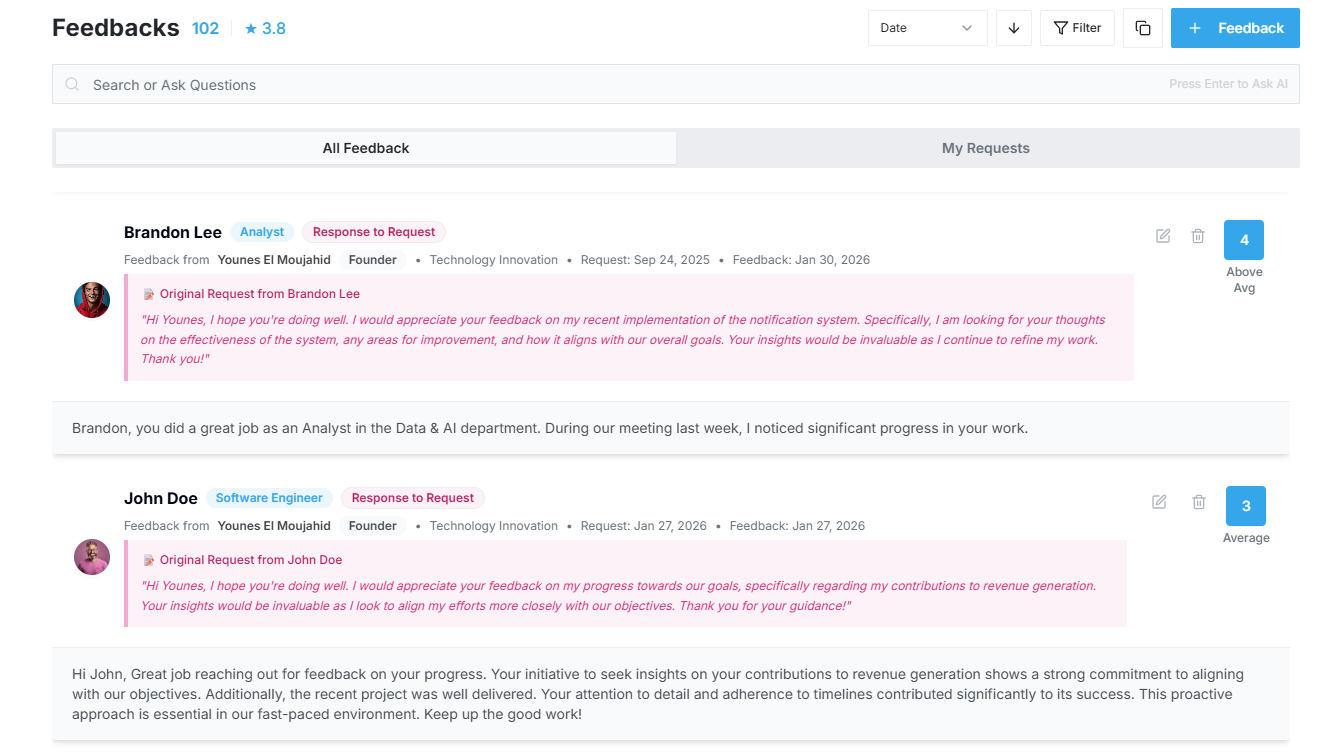 EvalFlow feedback workspace used across teams and locations